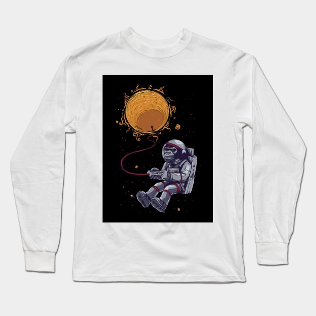 Astronaut Monkey With Planet Long Sleeve T-Shirt by kriitiika